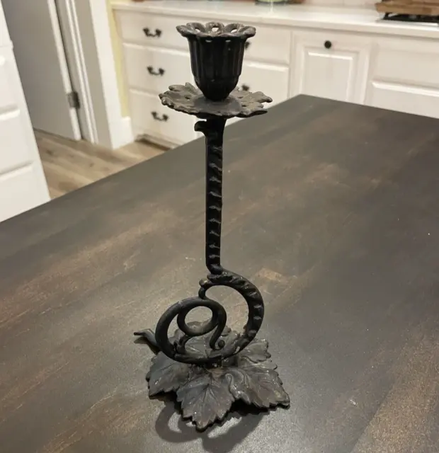 VTG Wrought Iron Candlestick Candle Holder Handmade Gothic Arts & Crafts JM101