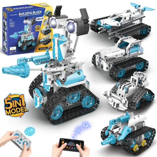 STEM Robot for Kids Ages 8-14, 5-in-1 Remote Control and APP Programmable Rob...