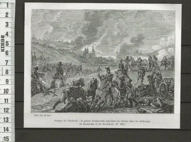 G125 / Gravure 1866 /  Attaque De Smolensk Le Prince Poniatowski...............