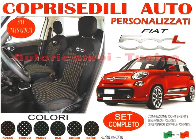 Fodere Foderine Coprisedili Auto A Pois Beige Su Misura Fiat 500L Dal 2012