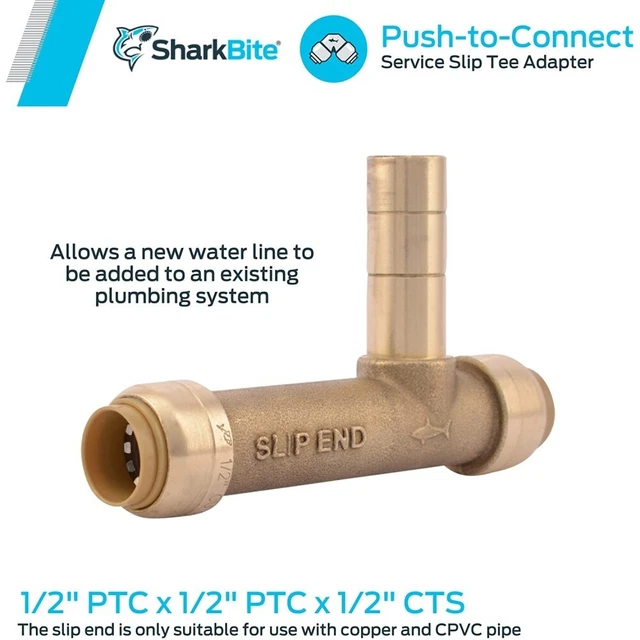 Sharkbite 1/2 Ptc X 1/2 Ptc X 1/2'' Cts Serviceslip Tee Adapter