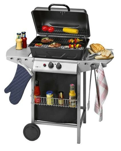 Grill Gasgrill Standgrill Grillwagen fahrbar mit 2 Brenner Clatronic Grill 3590