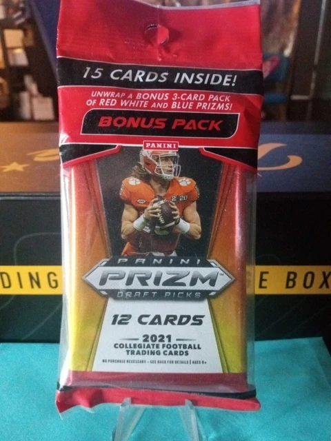 Panini Prizm Draft Picks Football Cello Pack - 12 Cards 3 Bonus RWB Prizms, 2021