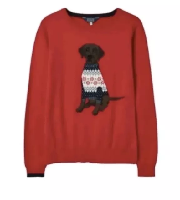 Joules Miranda jumper size 10 red dog Winter Jumper Xmas New With Tag