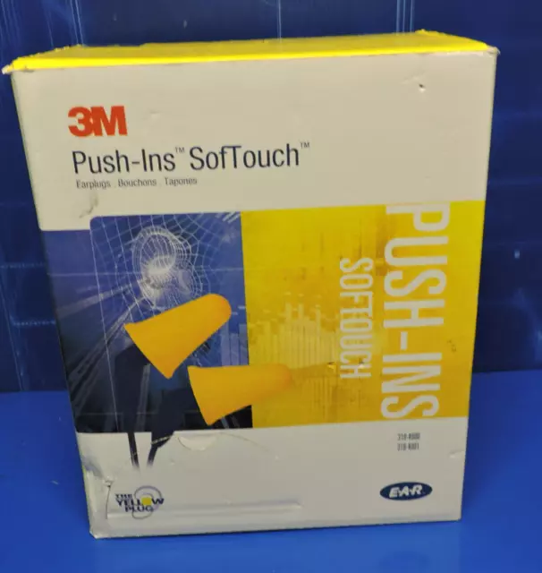 3M E-A-R Push-Ins SofTouch Earplugs 318-4001 Corded 1 Box 200 Pair