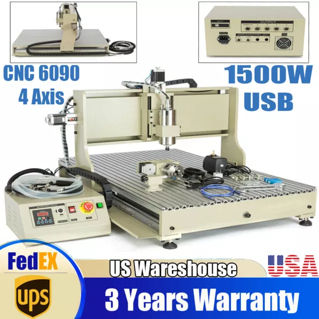 110V 4 Axis CNC 6090 Router Engraver Metal Engraving Drilling Milling Machine