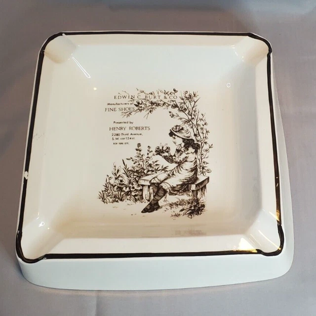 1910 Antique Cigar Ashtray Edwin C Burt & Co Fine Shoes Advertising NYC