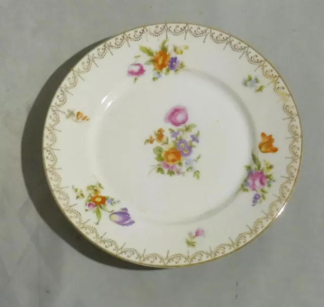 Hortense v. Rosenthal mit Blumen / Goldrand , Dessertteller Ø 19,5 cm