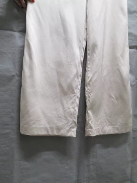 The Row Pants Womens 10 Beige Silk Wool High Waisted Wide Legs Elegant Ladies 2