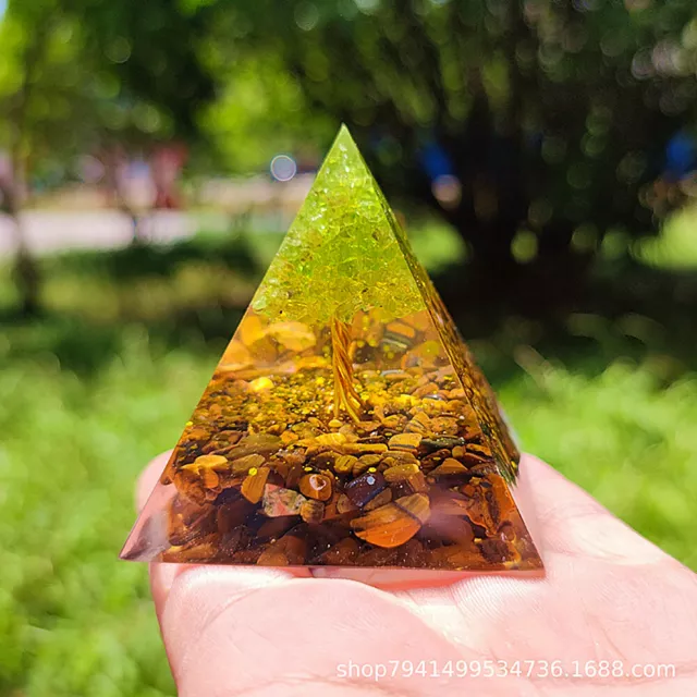 Citrine Crystal Healing  Pyramid Chakra Energy Orgone Stone Ornaments