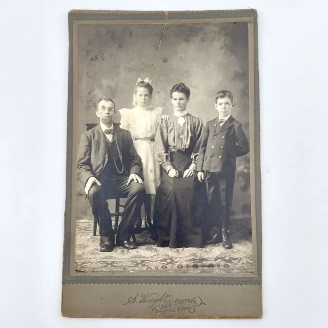Antique Cabinet Card S. Knight Family Portrait Parents Children New Britain Conn