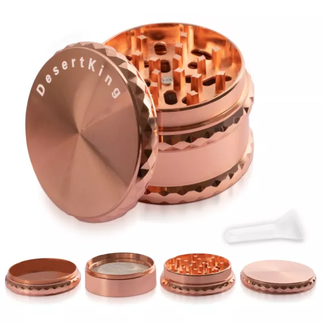 Best Herb Spice Metal Grinder 2.5" Inch 4 Piece Large Tobacco Crusher - Gold