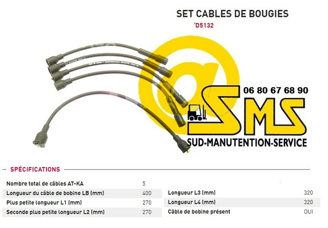 CABLE FAISCEAU DE BOUGIES TOYOTA MOTEUR 4P 5R Cable AT-KA Long 32 32 27 27 40 cm