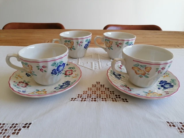 Faïence Churchill. Service Café Lot De 4 Tasses Et 2 Soucoupes.