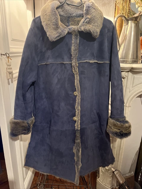 Manteau Vintage En Peau Lainée Noir Taille 40/42 Femme - Fourrure Véritable Fur Ettex Paris