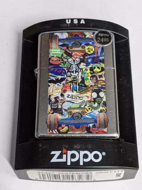 Zippo 2008 Skateboard Graffiti Street Chrome Lighter Sealed In Box R393