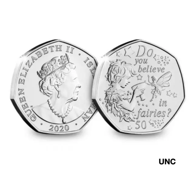 2020 UNC Isle of Man Peter Pan Coin Do you believe in Fairies Tooth Fairy 🌟💸🦄