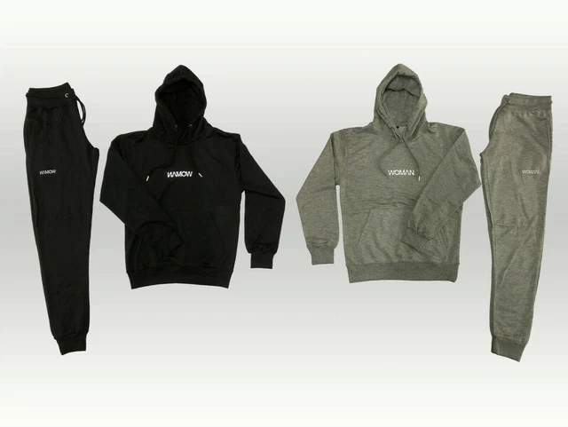 Donna Spugna Logo Tuta Completa Set Pullover con Cappuccio Top Joggers Palestra