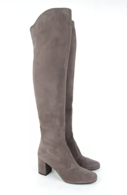 Saint Laurent Women's Dark Gray Suede BB 70 Over the Knee Boot 393826 1250 2