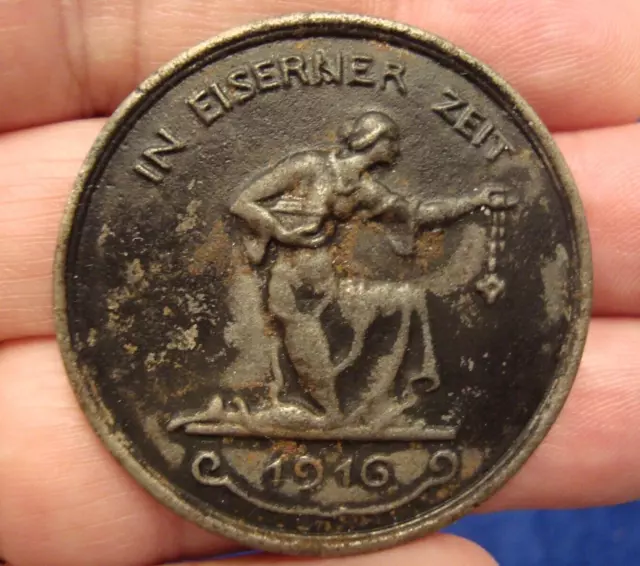 1916 WWI German IN EISERNER ZEIT - Gold For Iron Donation Medallion or Token