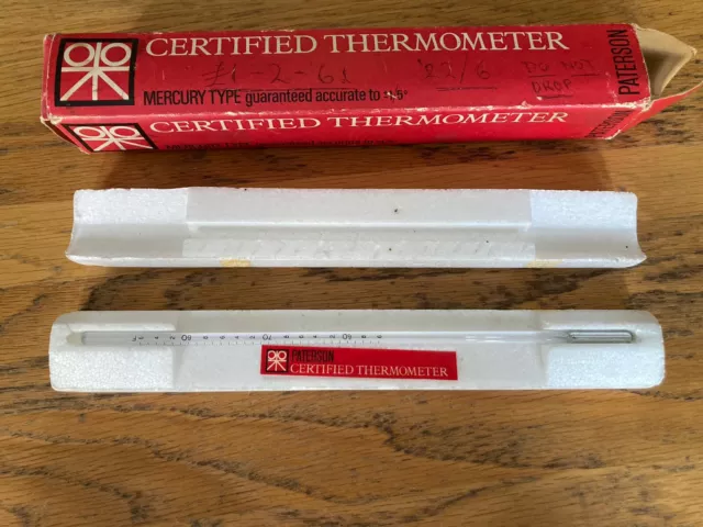 Vintage Paterson 9" Darkroom Certified Spirit Thermometer