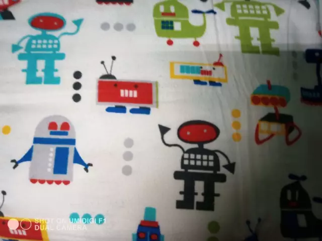 Robots Print Multicolor Print Fabric by the Yard Flannel/Fleece
