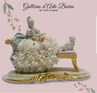 CAPODIMONTE GINORI PORCELLANA BIANCA COPPIA DAMA E CAVAL.IERE VINTAGE PRIMI DEL 