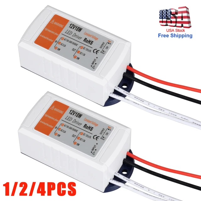 LED DRIVER AC 120V 240V to DC 12V 18W Transformer Power Supply Adapter ...