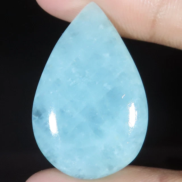 31.90 Cts Untreated Santa Maria AQUAMARINE 22x34x5 mm Pear Cabochon Gemstone A66