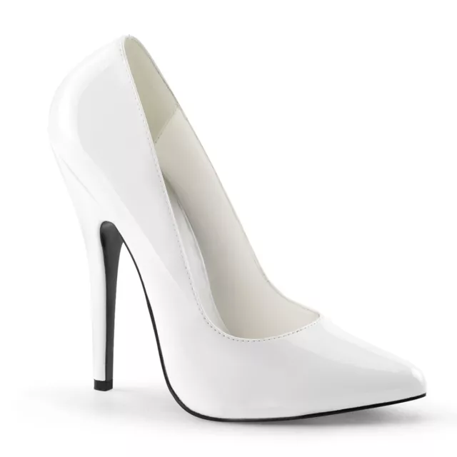 DOMINA-420 décolleté eleganti donna devious tacchi alti con tacco a spillo bianco vernice