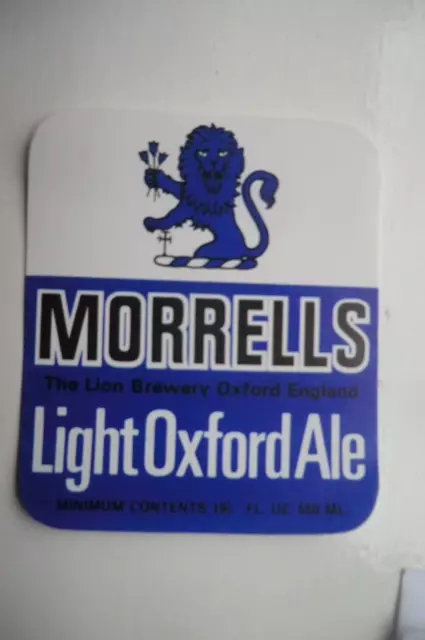 Mint Morrells Oxford Light Oxford Ale Brewery Beer Bottle Label