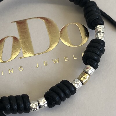 Pomellato Dodo Pomellato Bracciale Unisex Nero Maxi Pepita Granelli Argento 100%Originale 