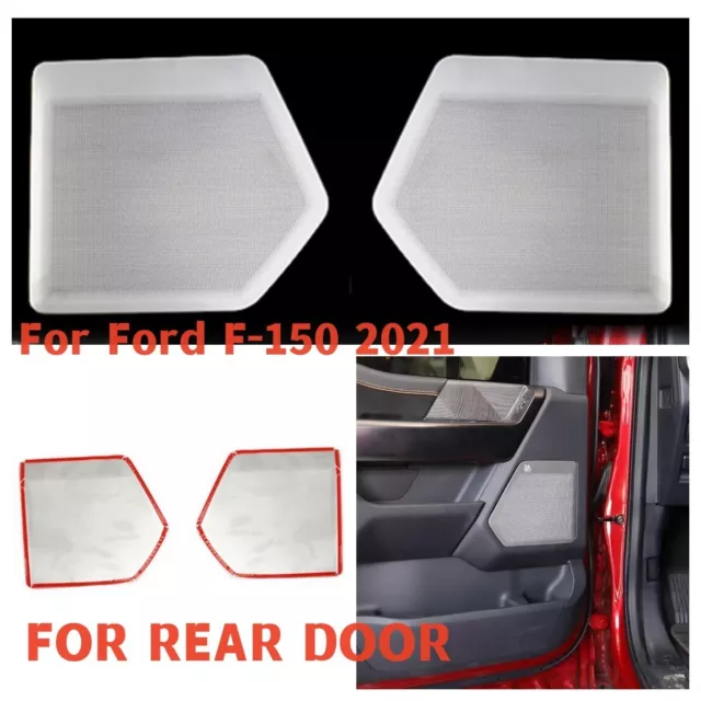 A Set Car REAR Door Audio Speaker Cover Silver Trim For Ford F-150 2021 2022