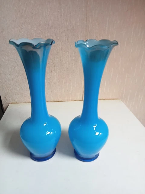 Vase En Verre Bleu Cobalt, 20 Cm De Hauteur – Élégant, Parfait état