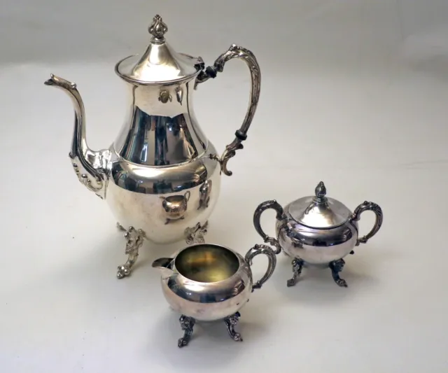 Vintage Sheridan Silver Co. 4 Pcs Silver Plated Footed Tea Set.