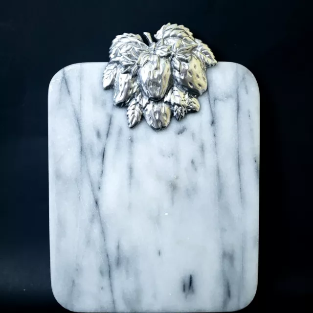 Marble Cheese Tray Cutting Board Pewter Gray and White Rectangular appr  11x8"