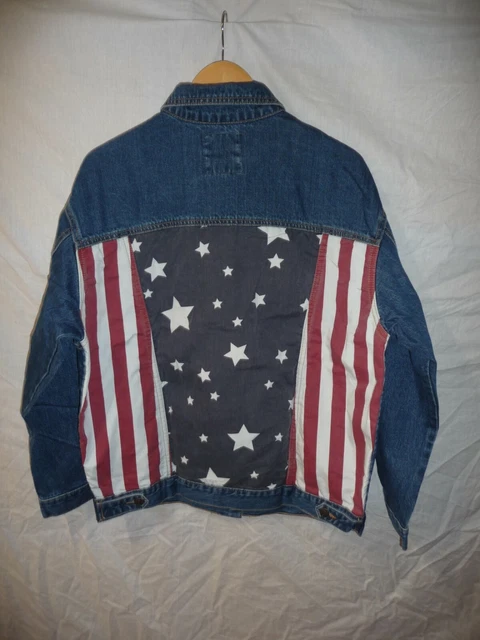 Giacca denim oversize PULL & BEAR da uomo bandiera USA taglia S #33