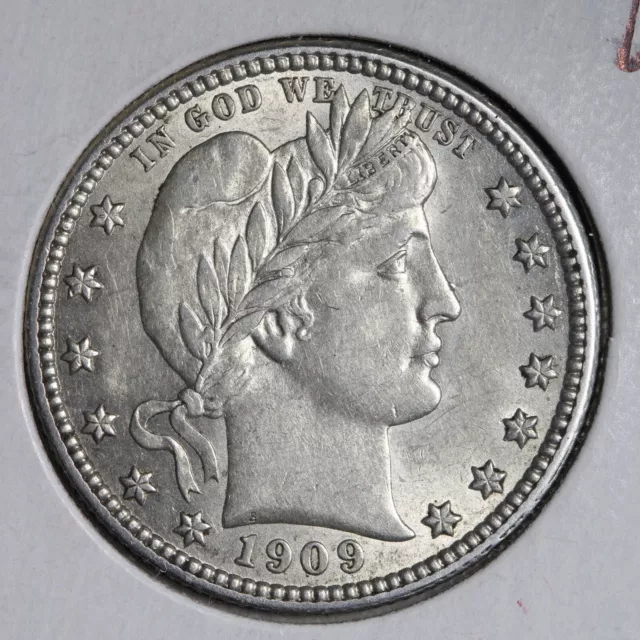 1909 Barber Silver Quarter CHOICE AU++/UNC E225 UCEM