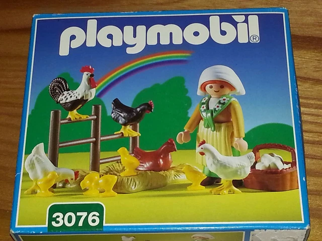 3 Poules Playmobil Blanches Debout - Figurines De Ferme En Plastique - Occasion