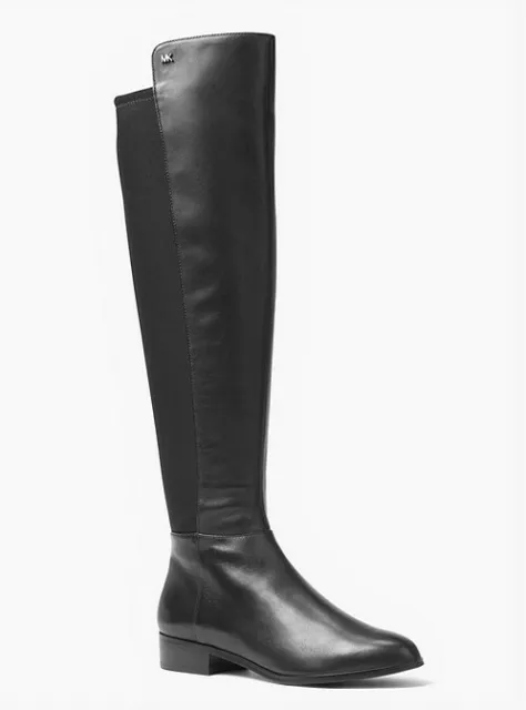 NWOB Michael Kors Black Nappa Leather Stretch Bromley Flat Tall Riding Boots 5