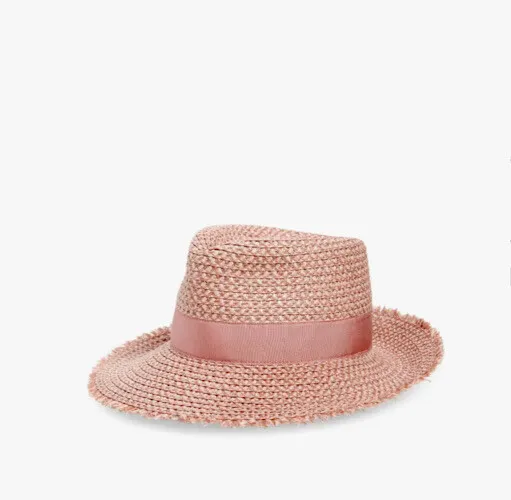 Eric Javits Look Again Packable Blush Fedora NWT