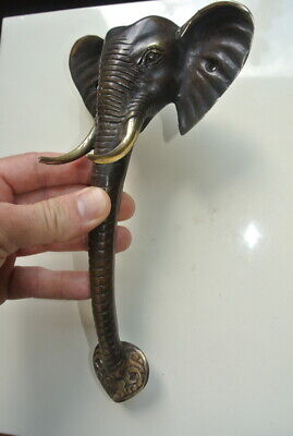 Ganesha Elephant DOOR pull handle 10.1/2 " long solid BRASS trunk tusks door B