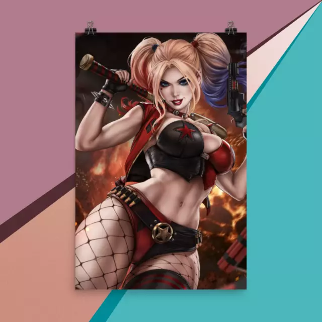 Sexy Harley Quinn Comic Art Poster Premium