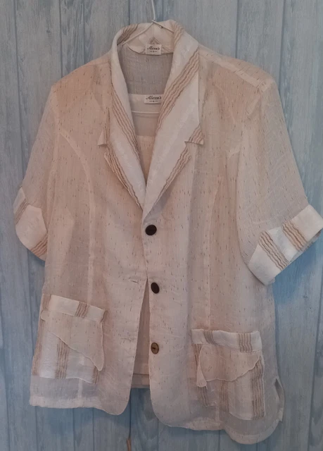 Haut Femme Kookai Taille 0 Crème/Beige à Détails Perles Et Dentelle - Occasion TB état