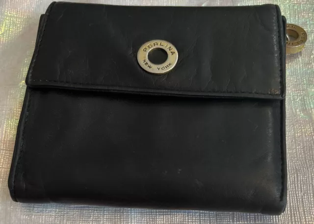 Perlina New York Classic Bi-fold Black Soft Leather Wallet