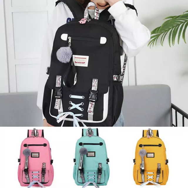 Women Canvas backpack Large school bags teenage girls usb with lock Anti theft