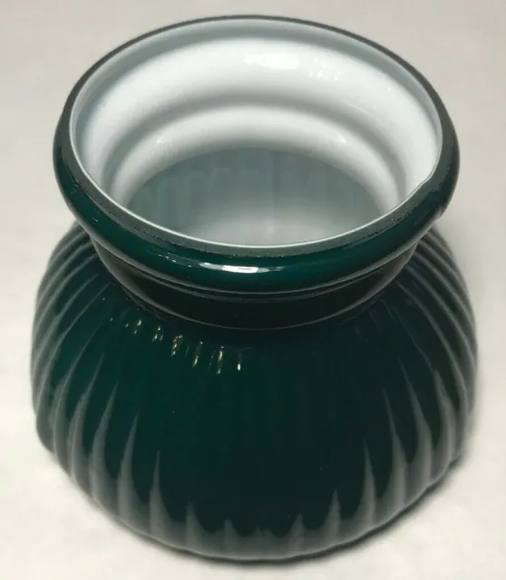 New 4" Cased Green Glass Miniature Kerosene Oil Ribbed Student Lamp Shade #4S117 2
