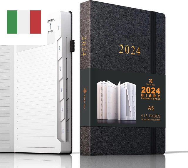 Agenda 2024 Giornaliera A5 Diario Planner Totale 416 Pagine Con Piano Mensile &