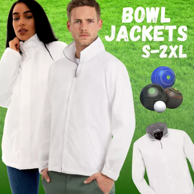 Unisex Ladies Mens Bowls Jacket White Bowling Outdoor Lawn Fleece Waterproof UK