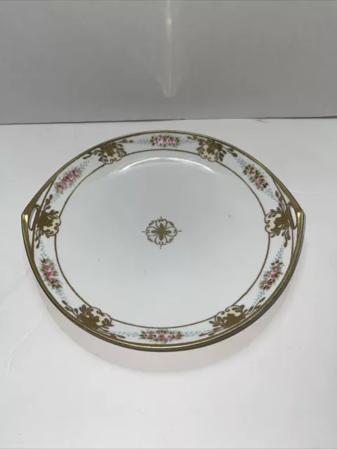 Antique Art Nouveau Plate Nippon Textured 24k Gold Hand Painted Floral  Matte